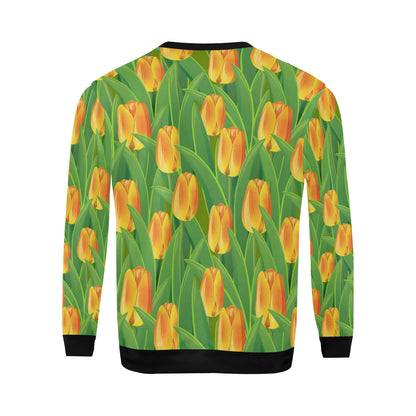 Tulip Orange Pattern Print Design TP07 Men Long Sleeve Sweatshirt