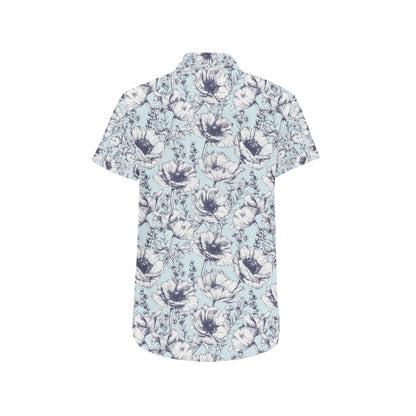 Anemone Pattern Print Design 02 Men's Short Sleeve Button Up Shirt