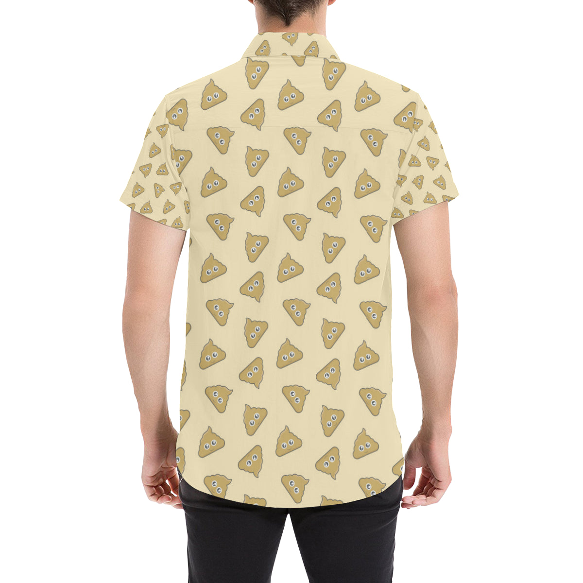 Poop Emoji Pattern Print Design A02 Men's Short Sleeve Button Up Shirt
