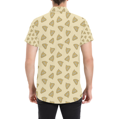 Poop Emoji Pattern Print Design A02 Men's Short Sleeve Button Up Shirt