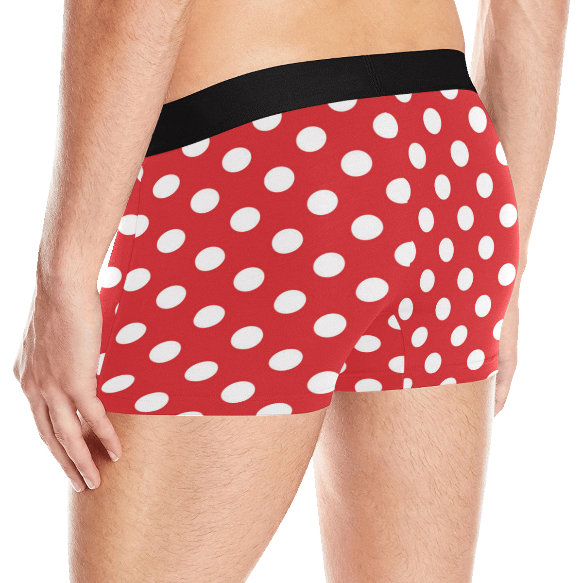 Polka Dot Red Pattern Print Design 04 Men's Boxer Briefs