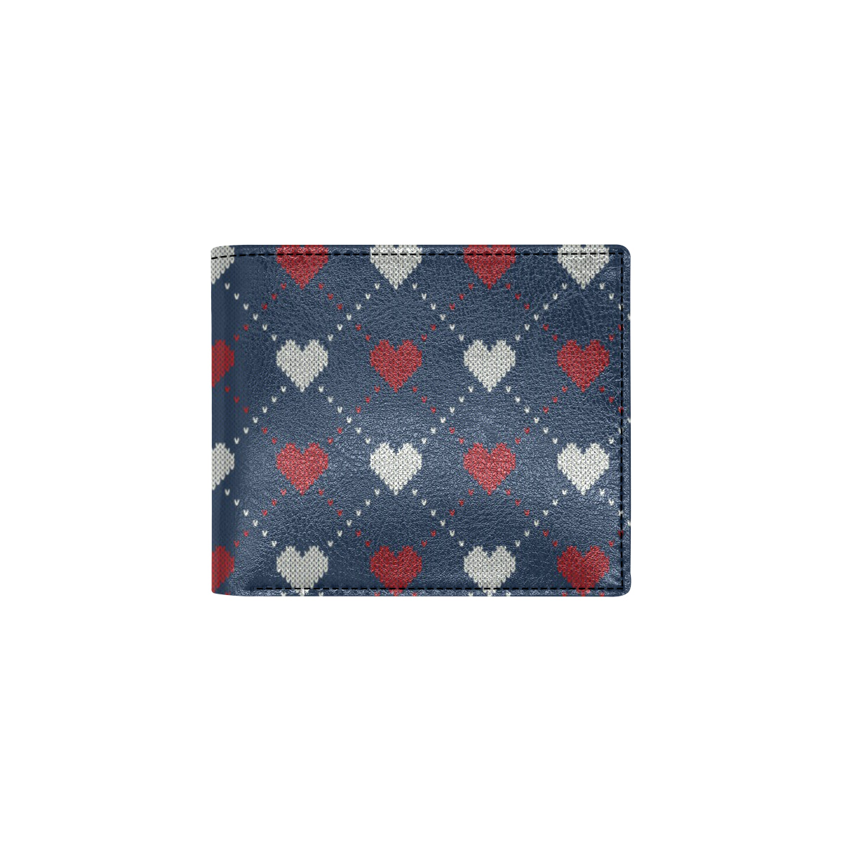 Heart Knit Pattern Print Design HE05 Men's ID Card Wallet