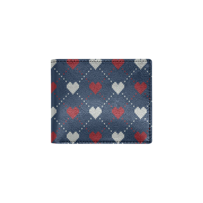 Heart Knit Pattern Print Design HE05 Men's ID Card Wallet