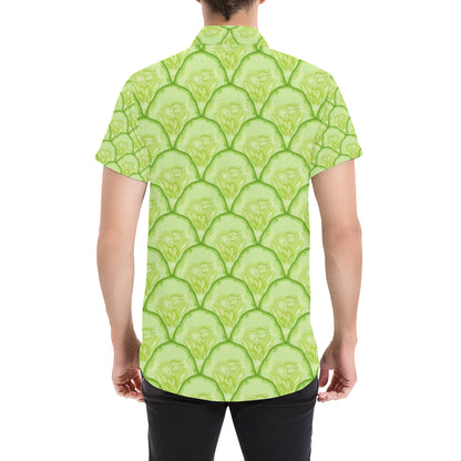 Cucumber Pattern Print Design CC04 Men's Short Sleeve Button Up Shirt