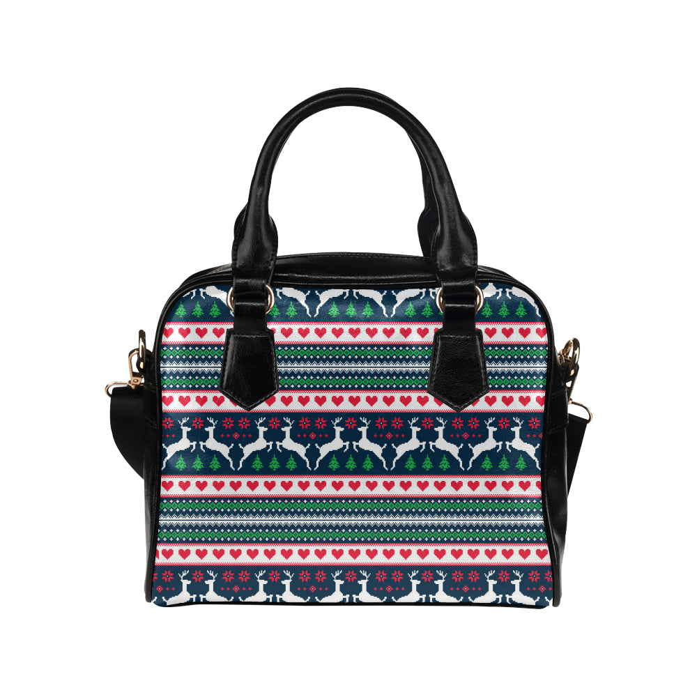 Reindeer Pattern Print Design 03 Shoulder Handbag