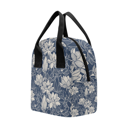 Water Lily Pattern Print Design WL04 Insulated Lunch Bag