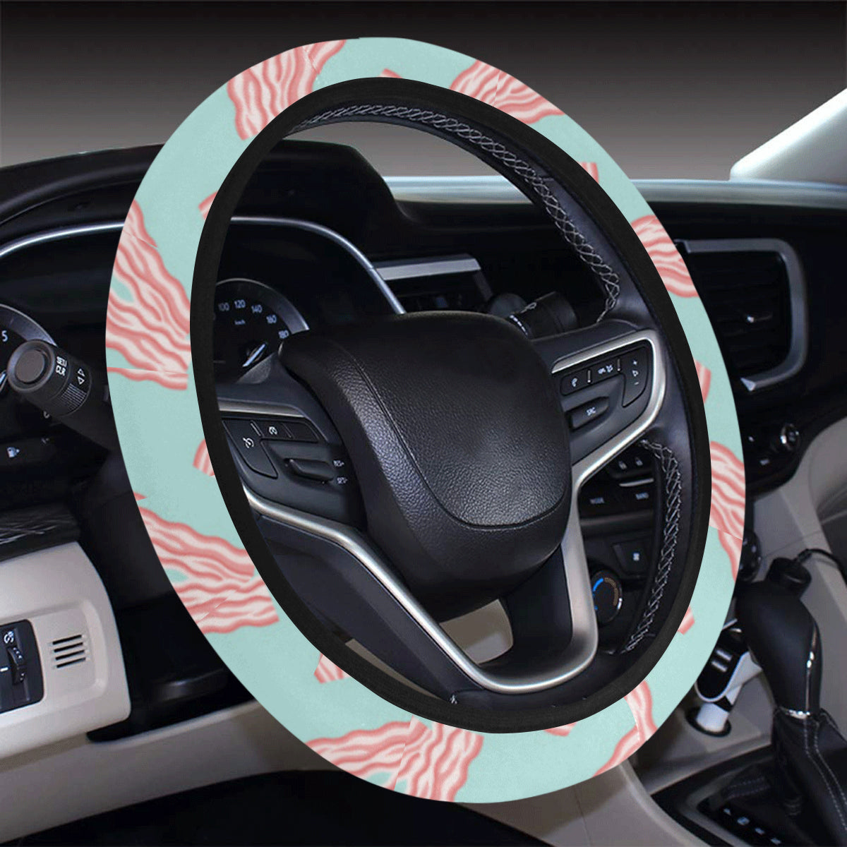 Bacon Pattern Print Design 04 Steering Wheel Cover with Elastic Edge
