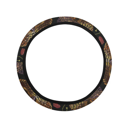 Owl Pattern Print Design A08 Steering Wheel Cover with Elastic Edge