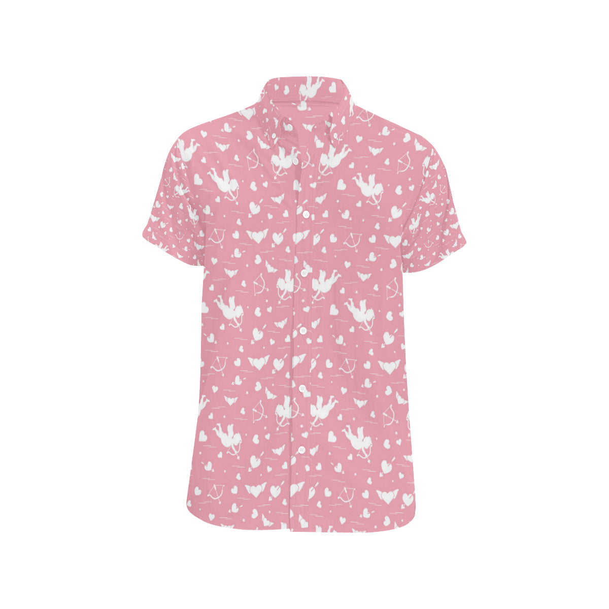 Cupid Pattern Print Design 03 Men's Short Sleeve Button Up Shirt