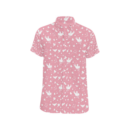 Cupid Pattern Print Design 03 Men's Short Sleeve Button Up Shirt