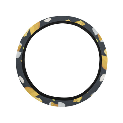 Cheese Pattern Print Design 03 Steering Wheel Cover with Elastic Edge