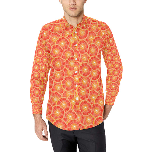 Grapefruit Pattern Print Design GF06 Men's Long Sleeve Shirt