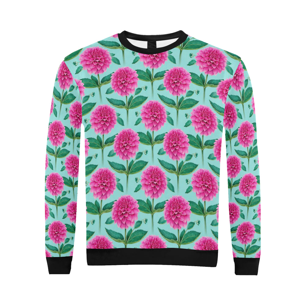 Dahlia Pattern Print Design DH08 Men Long Sleeve Sweatshirt