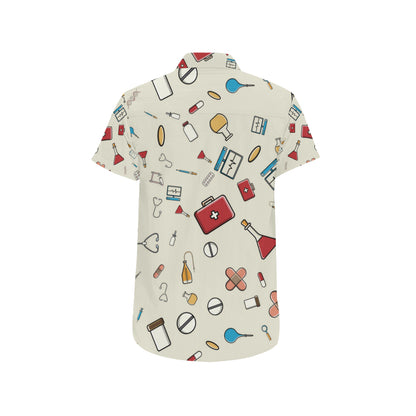 Nurse Pattern Print Design A04 Men's Short Sleeve Button Up Shirt
