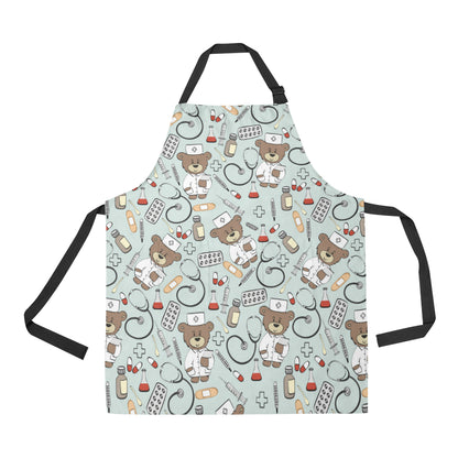 Nurse Bear Pattern Print Design A01 Apron with Pocket
