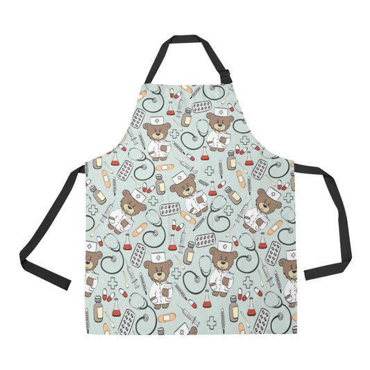 Nurse Bear Pattern Print Design A01 Apron with Pocket