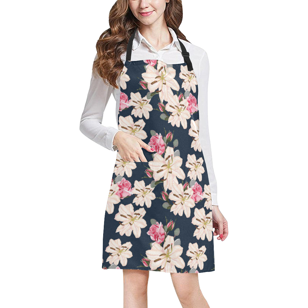 Lily Pattern Print Design LY04 Apron with Pocket