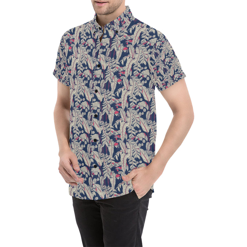 Bird Of Paradise Pattern Print Design 03 Men's Short Sleeve Button Up Shirt