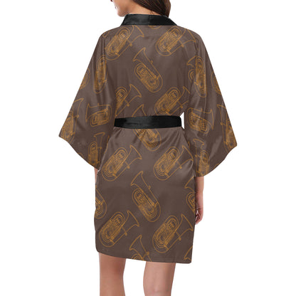 Tuba Pattern Print Design 02 Women's Short Kimono