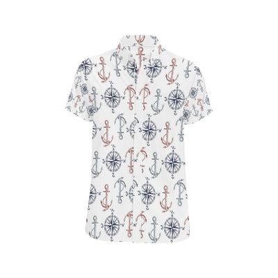 Anchor Pattern Print Design 06 Men's Short Sleeve Button Up Shirt