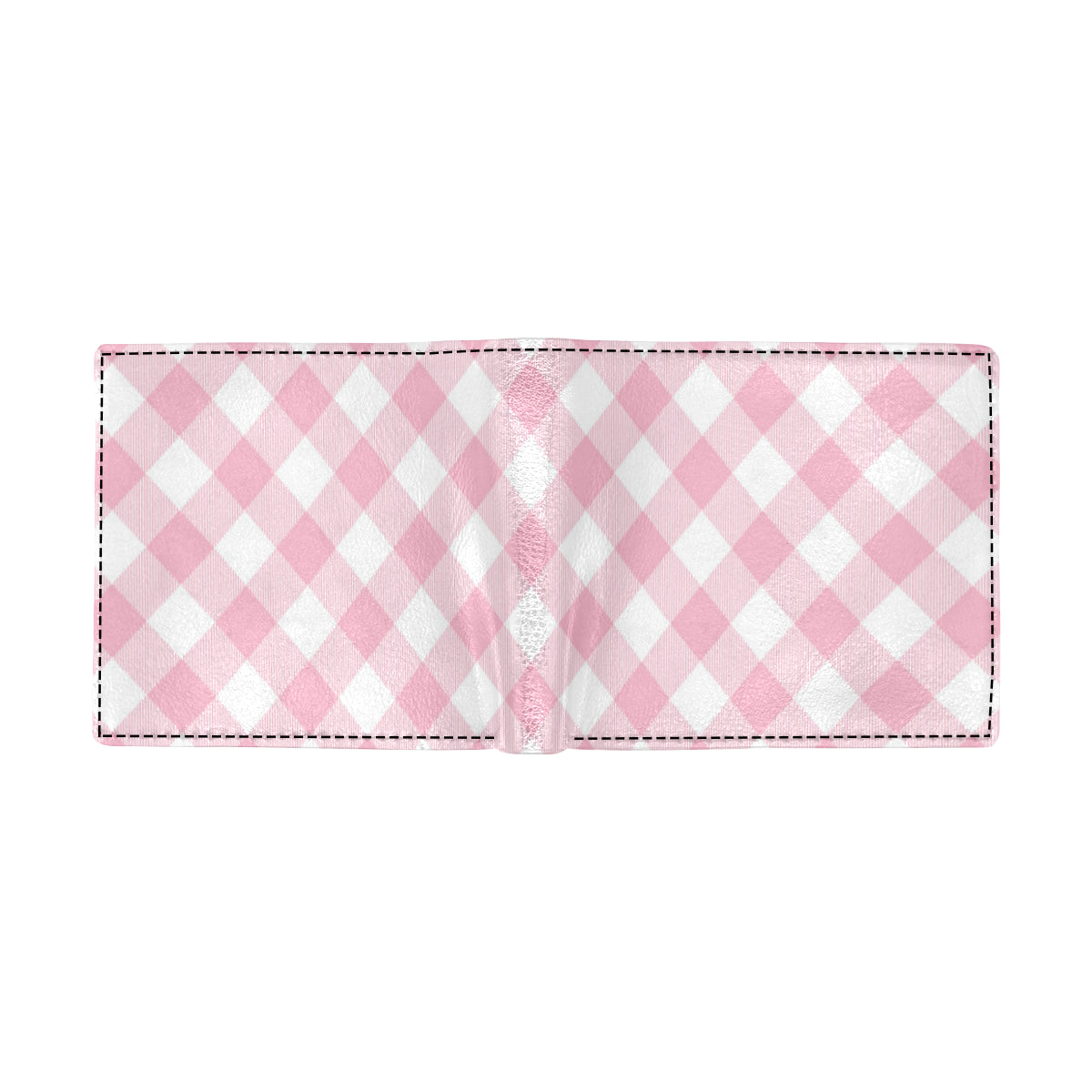 Gingham Pink Pattern Print Design 02 Men's ID Card Wallet