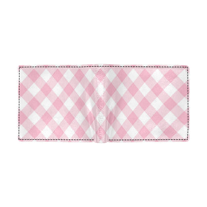 Gingham Pink Pattern Print Design 02 Men's ID Card Wallet