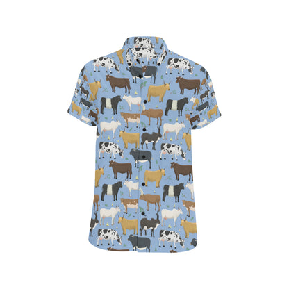 Cattle Pattern Print Design 02 Men's Short Sleeve Button Up Shirt