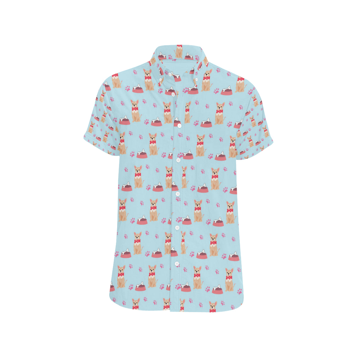 Chihuahua Pattern Print Design 05 Men's Short Sleeve Button Up Shirt