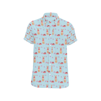 Chihuahua Pattern Print Design 05 Men's Short Sleeve Button Up Shirt