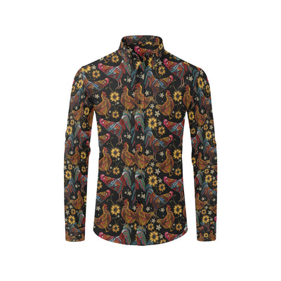 Chicken Embroidery Style Men's Long Sleeve Shirt