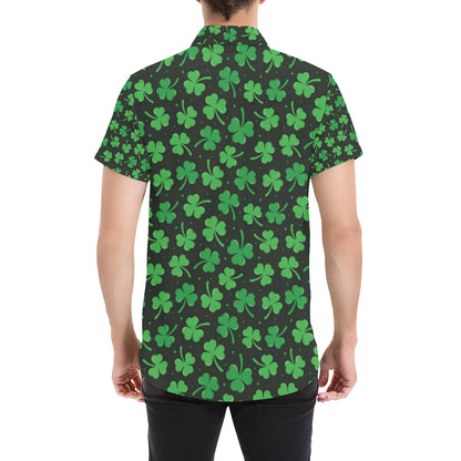 Clover  Pattern Print Design 04 Men's Short Sleeve Button Up Shirt