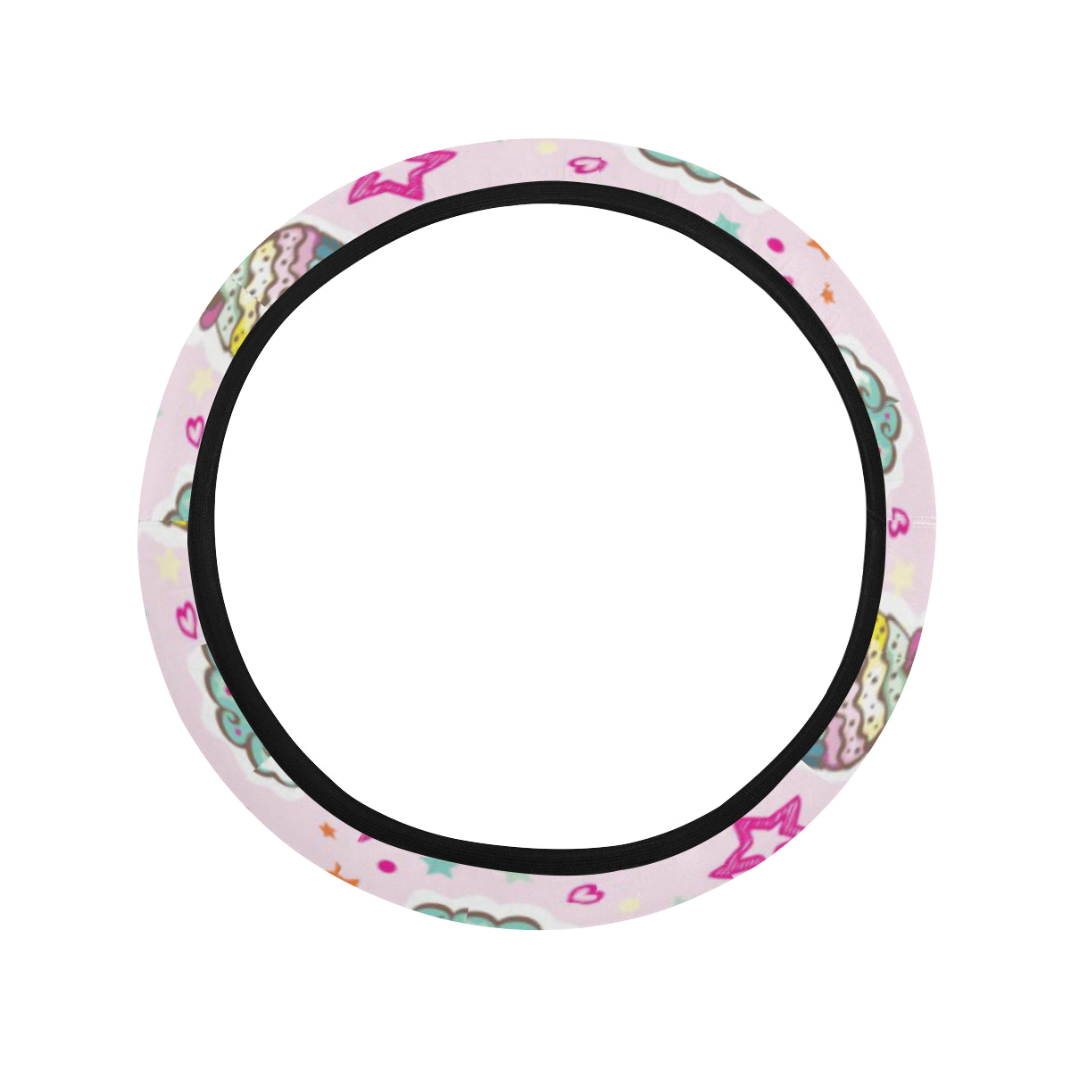 Cupcake Pattern Print Design CP03 Steering Wheel Cover with Elastic Edge