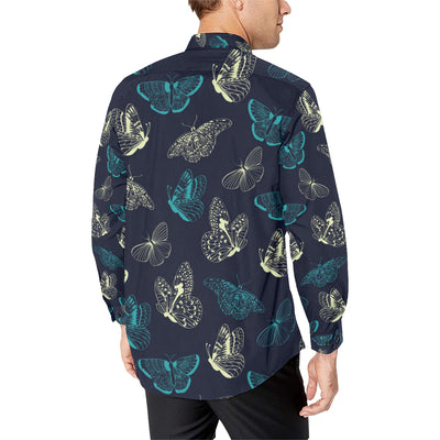 Monarch Butterfly Pattern Print Design 01 Men's Long Sleeve Shirt