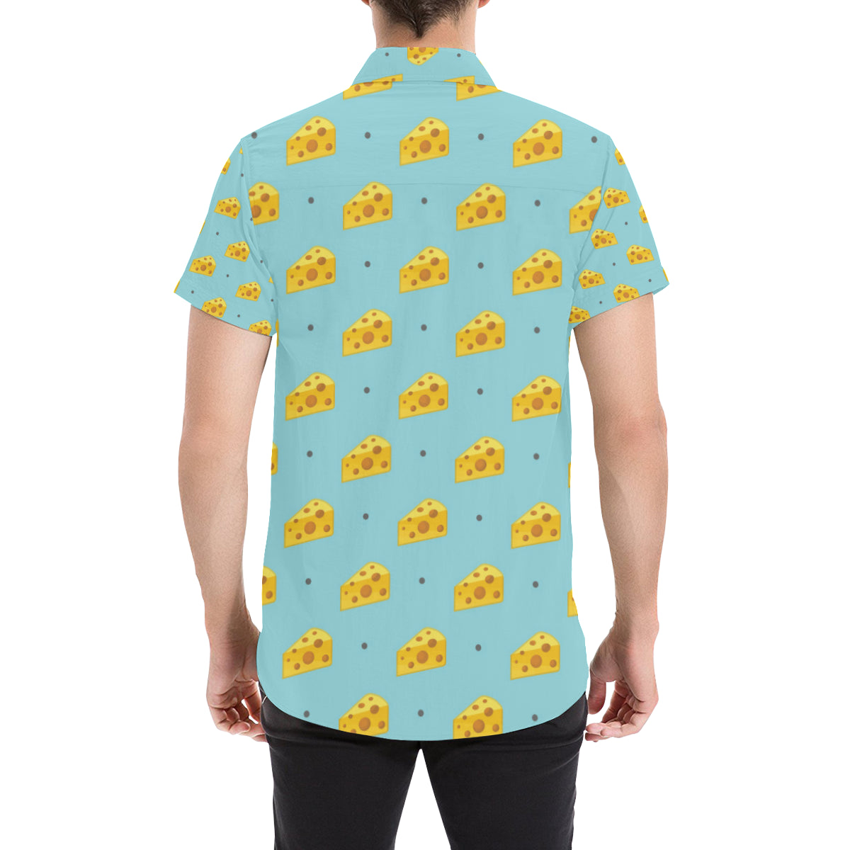 Cheese Pattern Print Design 02 Men's Short Sleeve Button Up Shirt