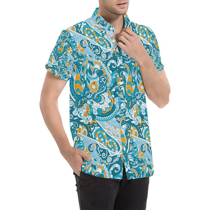Funky Retro Pattern Print Design A03 Men's Short Sleeve Button Up Shirt