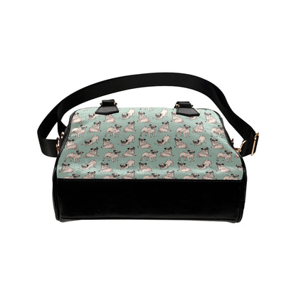 Pug Pattern Print Design A01 Shoulder Handbag