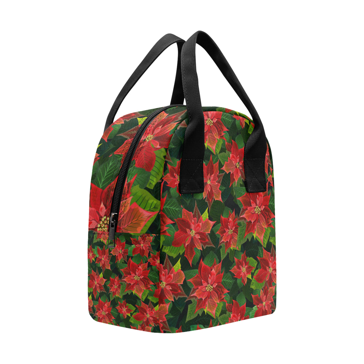 Poinsettia Pattern Print Design POT04 Insulated Lunch Bag