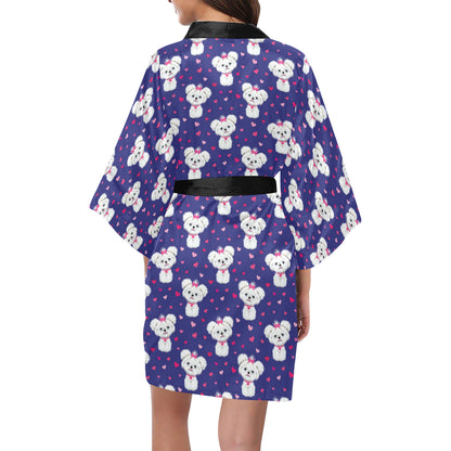 Maltese Pattern Print Design 02 Women's Short Kimono