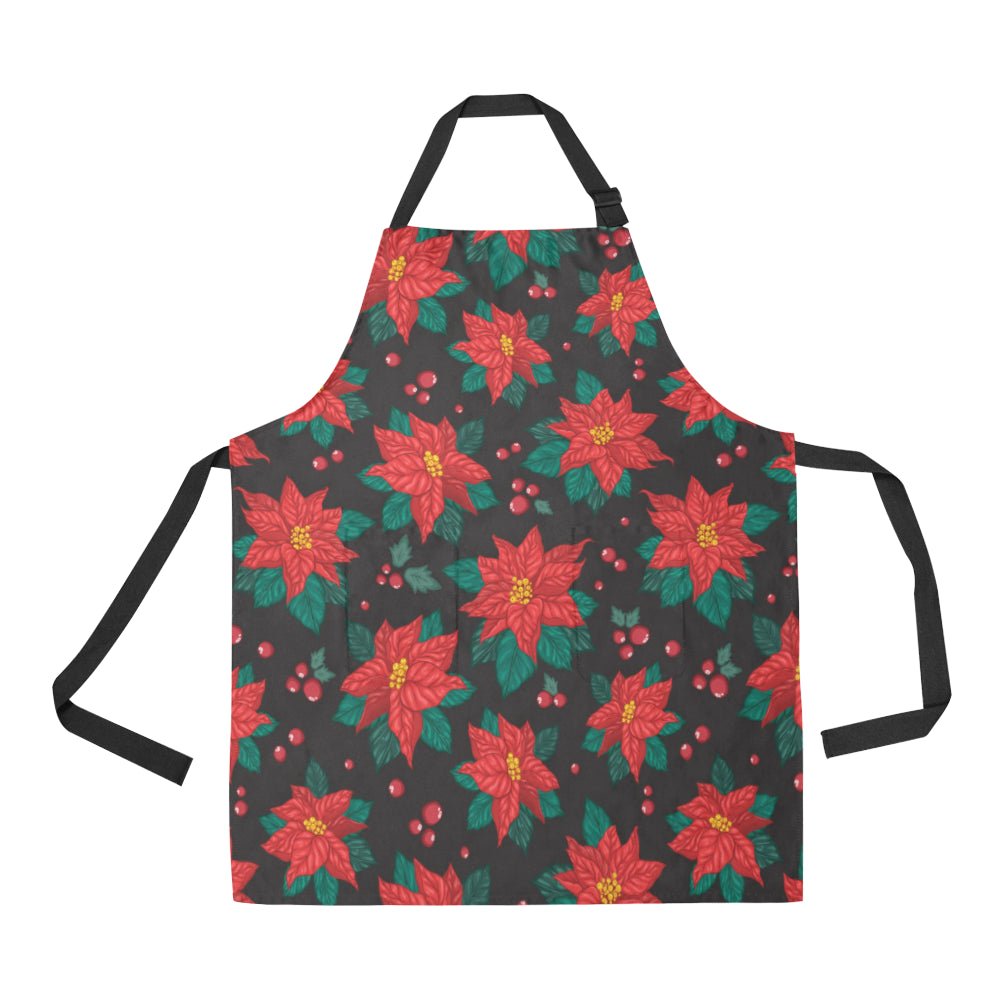 Poinsettia Pattern Print Design POT07 Apron with Pocket