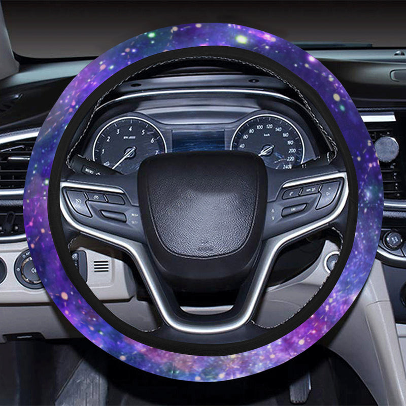 Galaxy Night Stardust Space Print Steering Wheel Cover with Elastic Edge