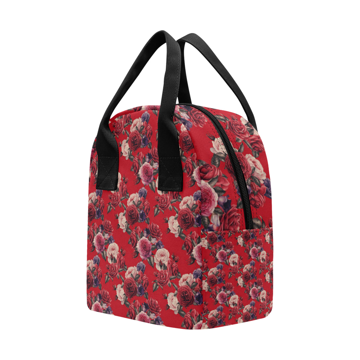 Rose Red Pattern Print Design RO07 Insulated Lunch Bag