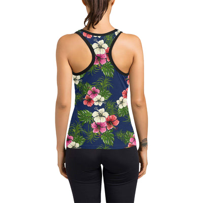 Hibiscus Pattern Print Design HB028 Women's Racerback Tank Top