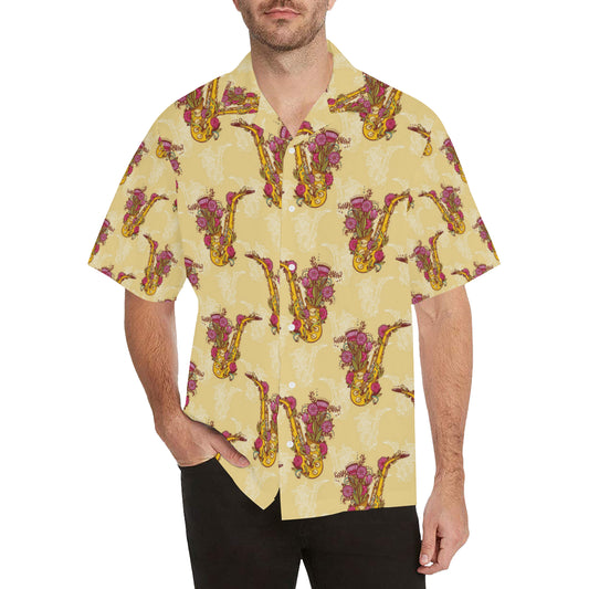 Saxophone Pattern Print Design 04 Men's Hawaiian Shirt