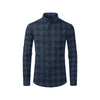 Navy Blue Tartan Plaid Pattern Men's Long Sleeve Shirt