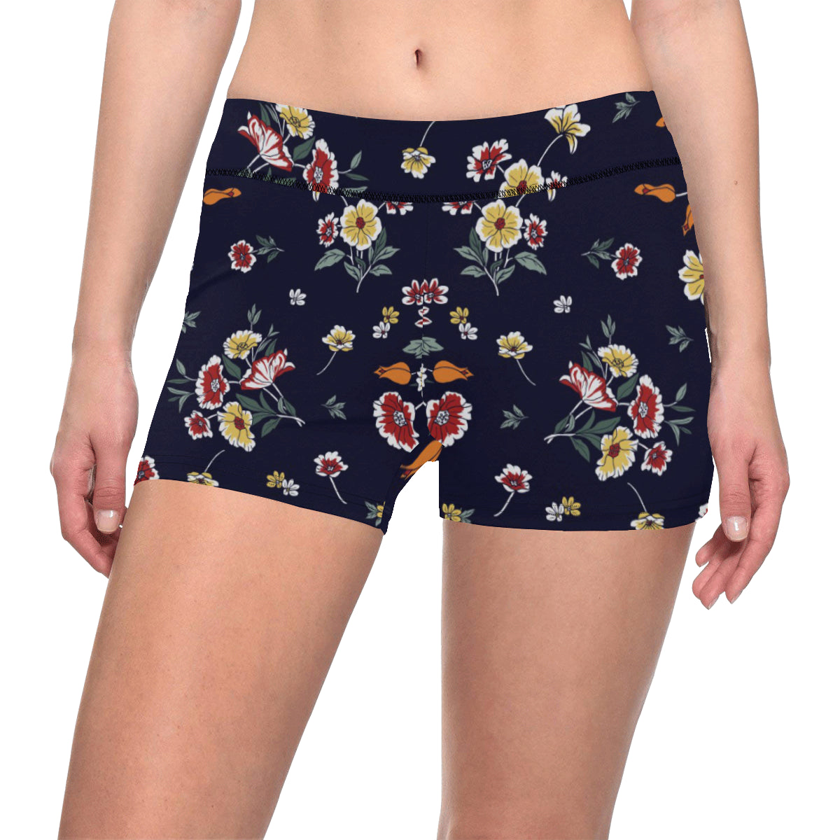 Summer Floral Pattern Print Design SF01 Yoga Shorts