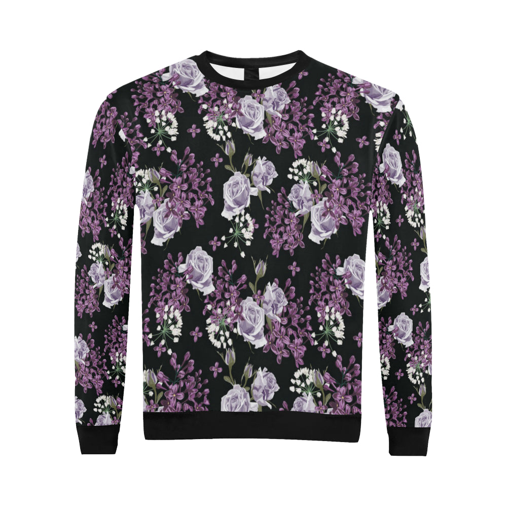 Lilac Pattern Print Design LI04 Men Long Sleeve Sweatshirt