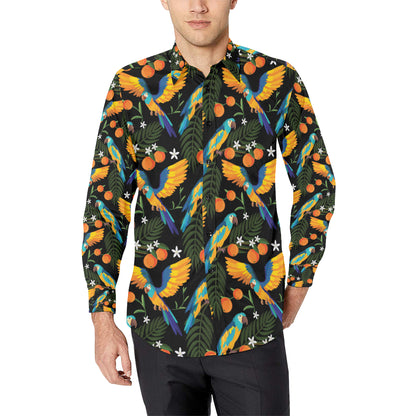 Macaw Pattern Print Design 03 Men's Long Sleeve Shirt