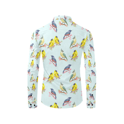 Bird Sweet Themed Print Pattern Men's Long Sleeve Shirt