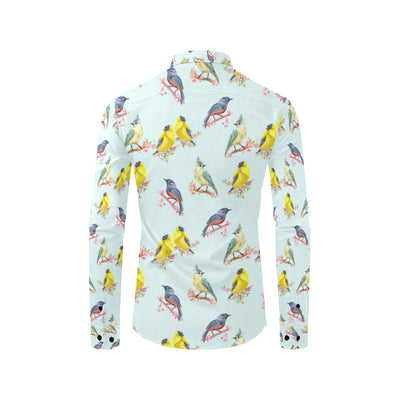 Bird Sweet Themed Print Pattern Men's Long Sleeve Shirt