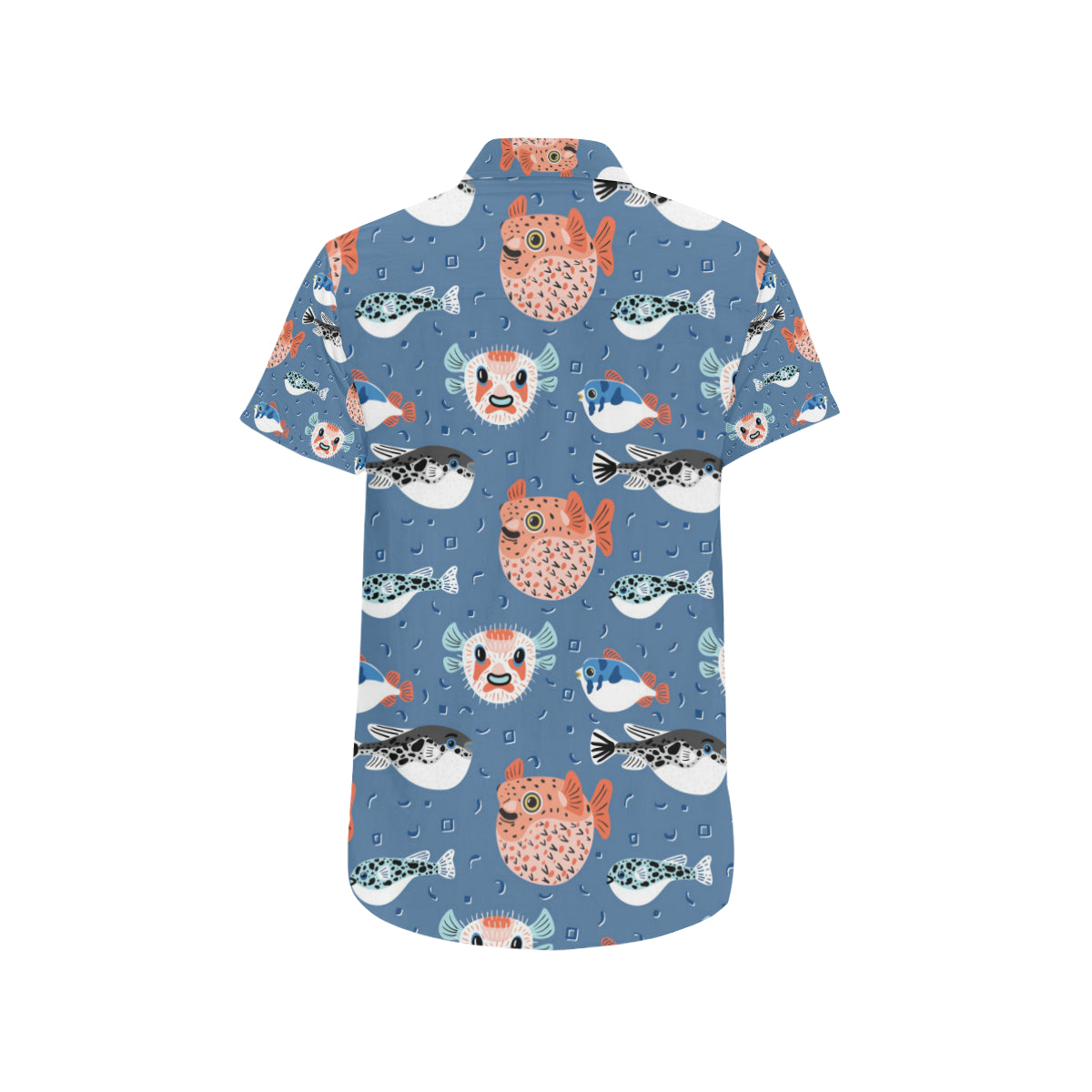 Fugu Pattern Print Design 02 Men's Short Sleeve Button Up Shirt